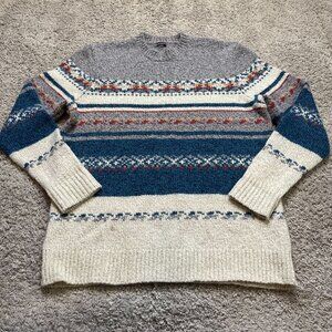 Smartwool Chup Kaamos Wool Blend Fair Isle Geometric Sweater Thick Large